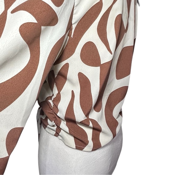 Sanctuary White and Brown Button Down Shirt with Notched Collar - Picture 6 of 9